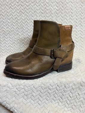 Pikolinos Spanish Leather Ankle Boots Olive Green Gorpcore Whimsigoth Sz 35